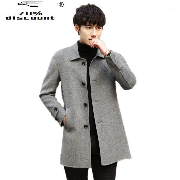 

200% wool coat men casual double-sided spring male jacket overcoat mens coat and jackets casaco masculino sm205 kj29221, Black