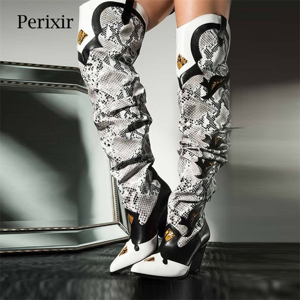 

perixir new women faux suede over the knee high slouchy boots pointy toe chunky heel long boots ladies winter heeled shoes y200723, Black