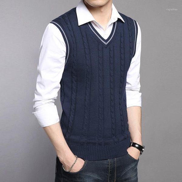 

2019 new arrival solid color sweater vest men cashmere sweater wool pullover men brand v-neck sleeveless hombre clothing s-3xl1, Black;white