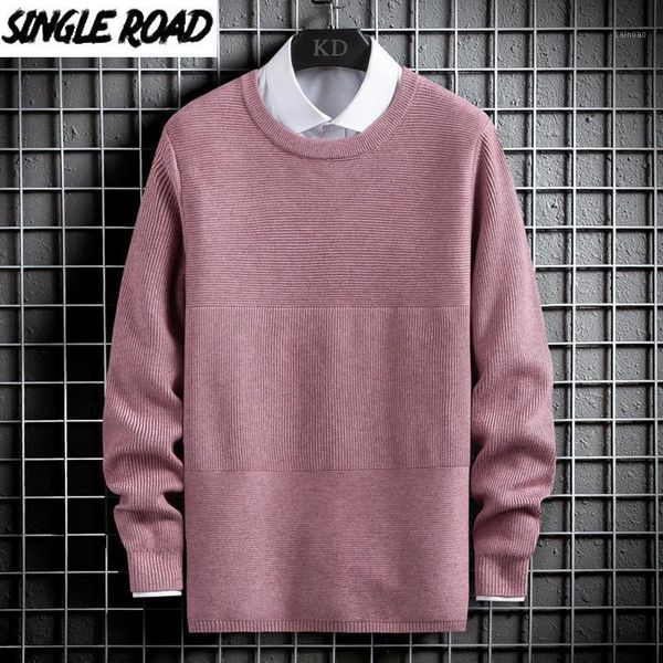 

singleroad mens knitted sweater men 2020 winter solid plain sweaters pullover jumper harajuku korean style red sweater men1, White;black