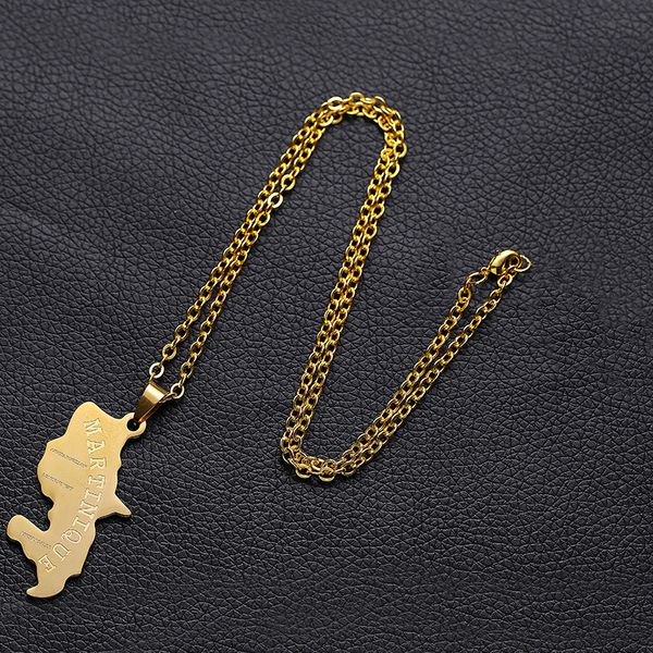 

europe and the united states the french martinique stainless steel map pendant mecklace, Silver