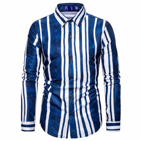 

men slim fit long sleeve muscle shirt casual trendy vertical striped streetwear cemebrities same style blouses c1212, White;black
