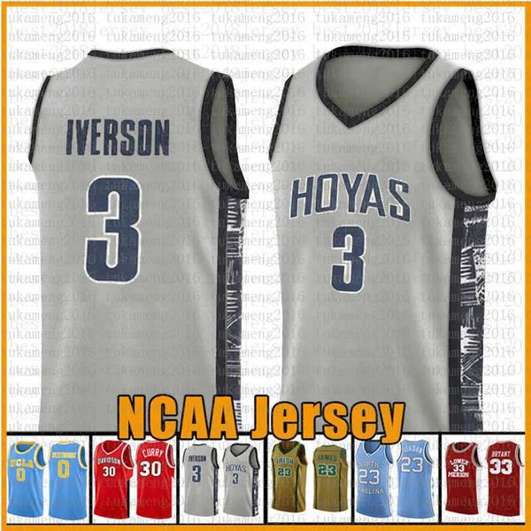 

19 men allen 3 iverson 23 lebron 13 james ncaa harden basketball jersey georgetown arizona university state bethel irish high school jerseys, Black