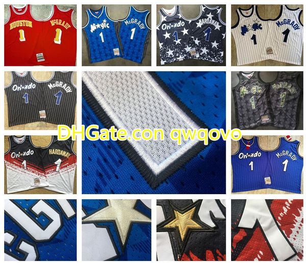 

vintage men 1 penny hardaway orlando magic hwc jersey 1 tracy mcgrady mitchell & ness swingman basketball jerseys, Black;red