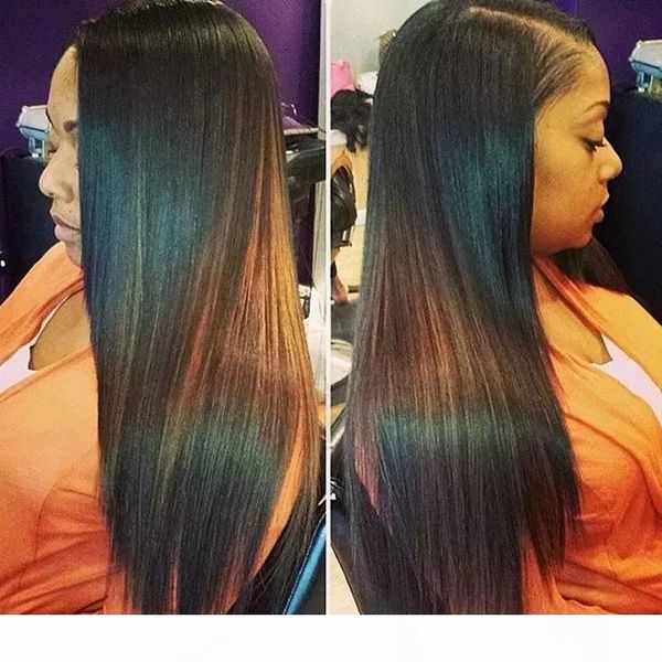 

full lace indian straight human hair wigs for black women virgin hair silky straight glueless lace front virgin hair wig baby hairs, Black;brown