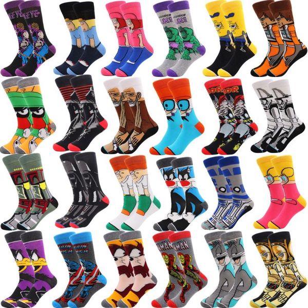 

1 pair drop shipping winter spring happy socks 2021 cotton men crew skateboard socks funny pattern wedding gift, Black