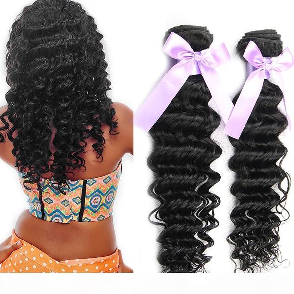 

unprocessed peruvian malaysian brazillian deep wave hair extensions brazilian deep wave curly virgin human hair weaves bundles no tangle, Black