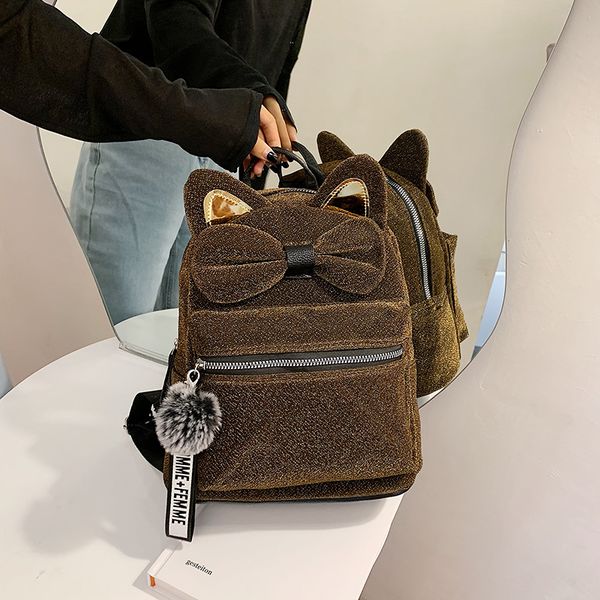 

fashion shine women backpacks cute cat ear design girl daily backpack lattice school folding bag travel school bags hologram c0125
