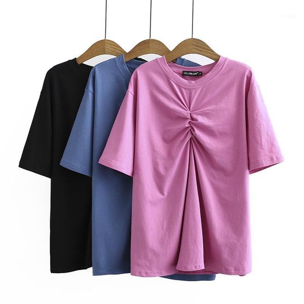 

2020 new fashion oversized tshirt women teeshirt lady t-shirt o-neck casual cotton short solid regular broadcloth1, White