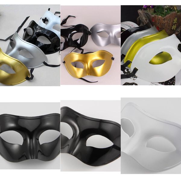 

factorynmhsmen's masquerade fancy dress venetian masks plastic half face mask optional black white gold silver gb794