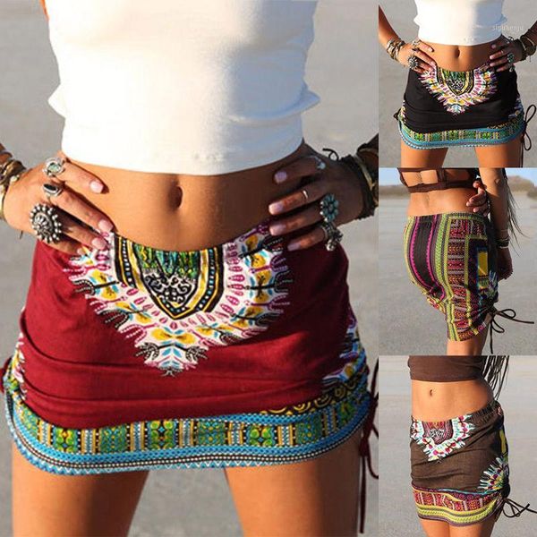 

summer vintage floral mini skirt women indie folk high waist a-line skirt1, Black