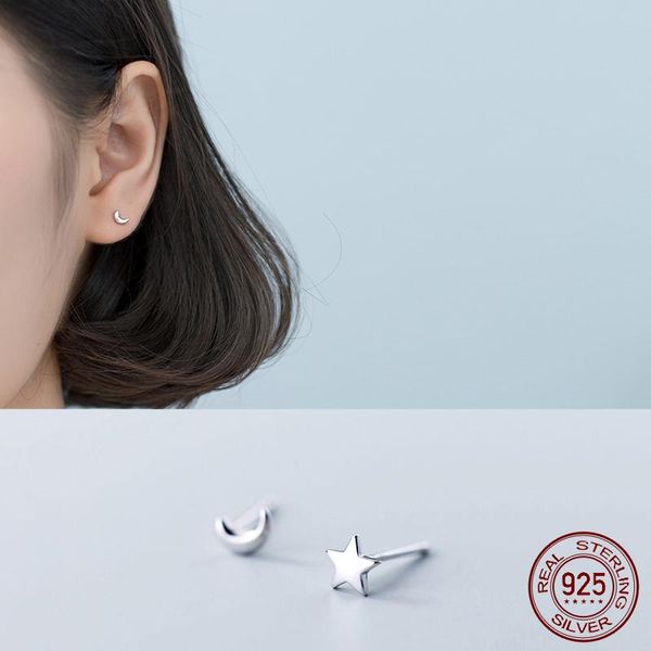 

la monada милая луна звезды минималистские женщины серьги серебро 925 шпильки изысканные украшения асимметричные серебро 925 серьги для женщ, Golden;silver