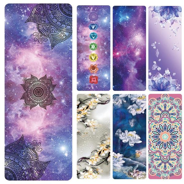

non-slip comfortable and beautiful starry sky printing portable folding natural rubber yoga mat, suitable for pilates women