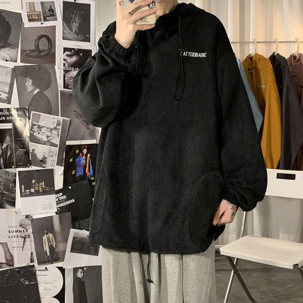 

male spring 2021 and winter sweet new hoodie sweater men's clothes 5tzk, Black