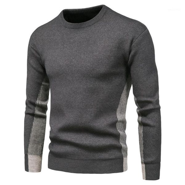 

2020 new o-neck pullovers mens sweater casual color matching striped sweater men autumn fashion slim fit men's1, White;black