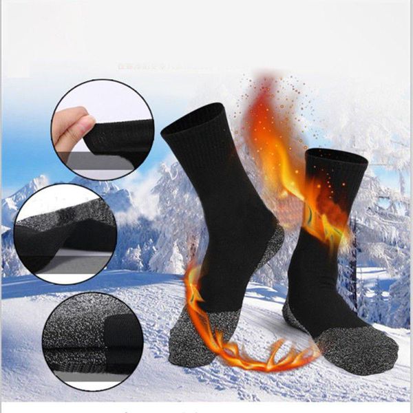 

1pcs women's and men's socks winter long sock heat fibers soft breathable socks new, Black