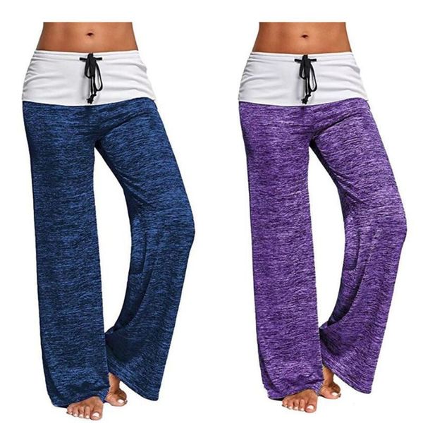 

comfortable women yoga pants sports long sleeve trousers lady girls casual loose yoga trousers wide leg for running gym fitness, White;red