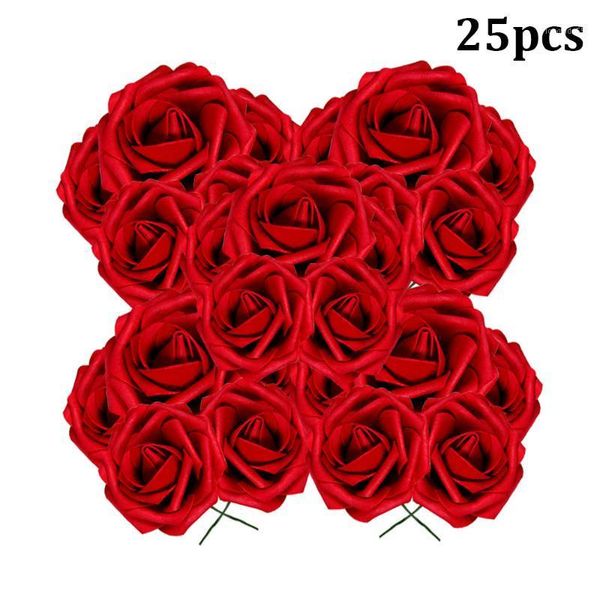 

25 bouquet artificial flower rose flower with rod home party decoration diy wall scrapbook gift box craft fake new1