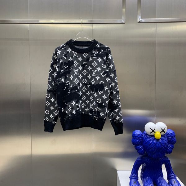 

new aop jacquard letter knitted sweater in autumn winter custom jacquard knitting machine enlarged detail crew neck cotton p080