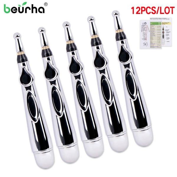 

electric massagers 12pcs tens acupuncture pen meridians laser therapy heal massage gun meridian energy relief pain toolsneck leg1