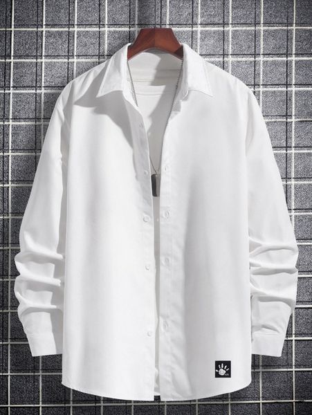 

men cartoon patched detail shirt without tee 61mi#, White;black