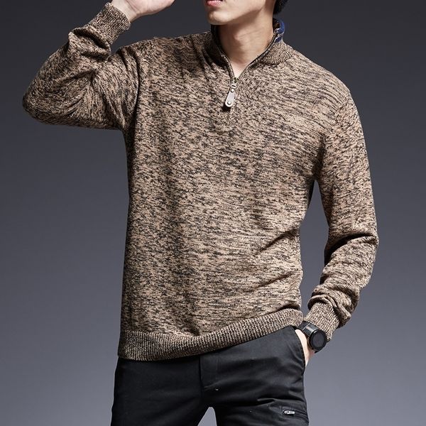 Novo Moda Marca Camisola Homens Pullovers Warm Slim Fit Jumpers Knitwear Turtleneck Outono Estilo Coreano Casual Mens Roupas 201106