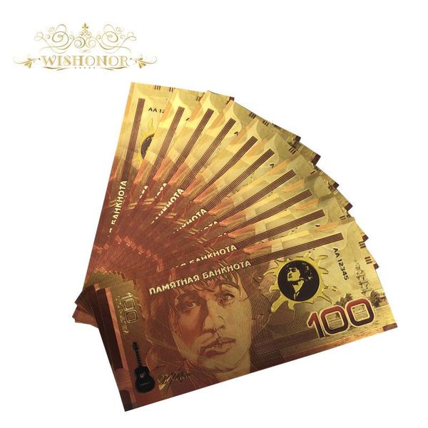 

10 шт. лот горячие продажи для новой россии банкноты 100 рублей банкноты в 24k gold fake paper money для подарка jllwdk