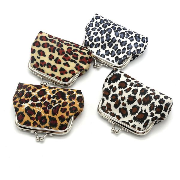 

luxury leopard print wholesale small wallet women cute mini coin purse for euro, Red;black