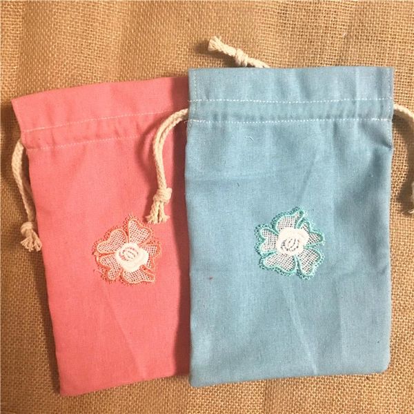 

yile 1pc colored cotton linen drawstring bag multi purpose organizer embroidered flower 8117a yile 1pc visibility h wmtega