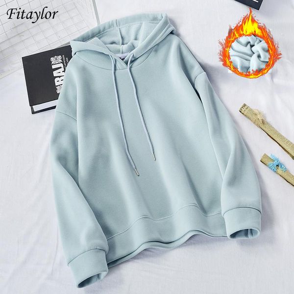

women's hoodies & sweatshirts fitaylor women hoodie spring autumn ladies casual oversize pullovers flannel solid warm hooded jackets ou, Black
