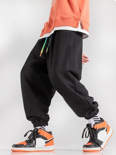 

men drawstring waist sweatpants 19ug#, Black