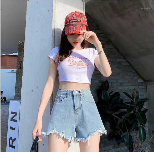 

women's shorts est light blue women's wide leg denim high waist fashion korean jeans femme tassel short s/xl s1171, White;black