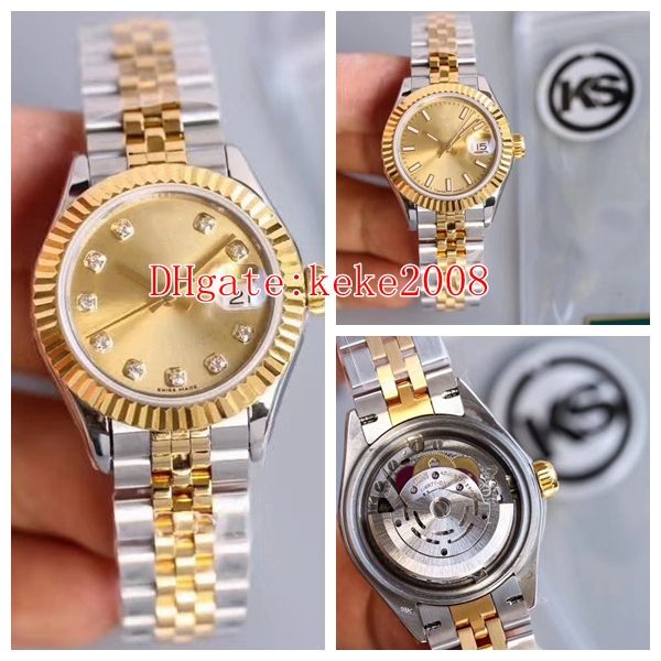 

2 color wristwatches 279173 28mm 18k yellow gold 316l mechanical eta 2236 movement automatic jubilee ladies women's watch watches, Slivery;brown