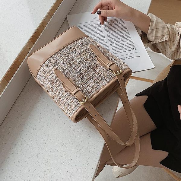 

shoulder bags elegant female tote bucket bag 2021 fashion wool women's designer handbag casual messenger