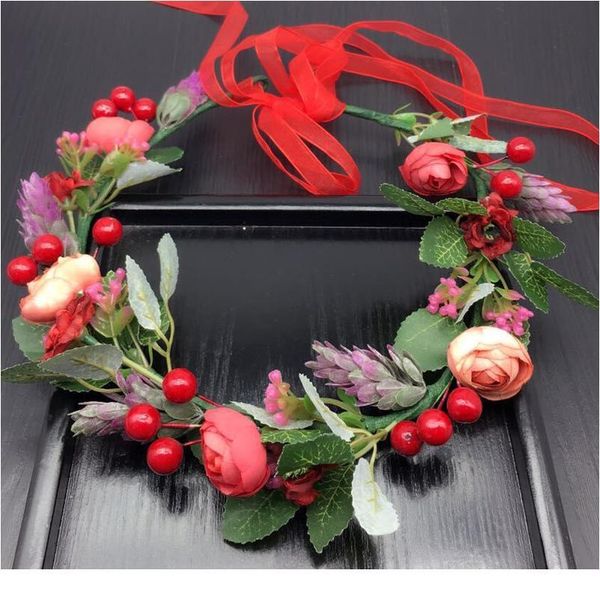 

real small white flower wreath bridal headband headdress ornament kids children flower crown hair accessories adjustable qylnys