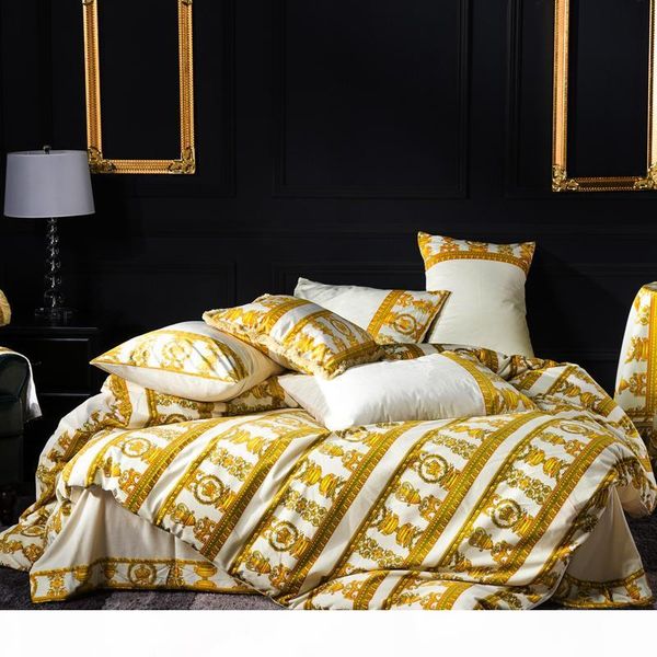 

famvotar 4 шт. постельное белье chic золотая полоса клетки вышивка для вышивки одеяла крышка кровать набор встроенного постельного белья kin