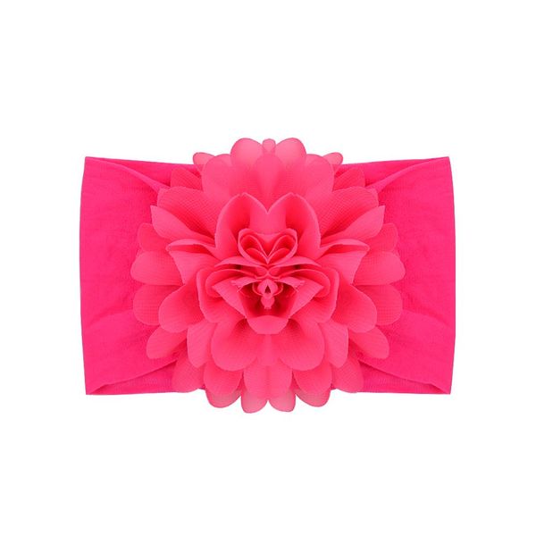 

16 colors new baby girl big chiffon flower children headband turban headwear stretchy nylon flower wide hair bands accessories wmtktp, Slivery;white