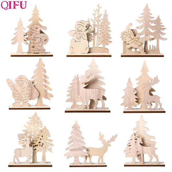 

christmas decorations qifu santa claus elk wooden decoration merry decor for home natal 2021 table ornament navidad happy year1