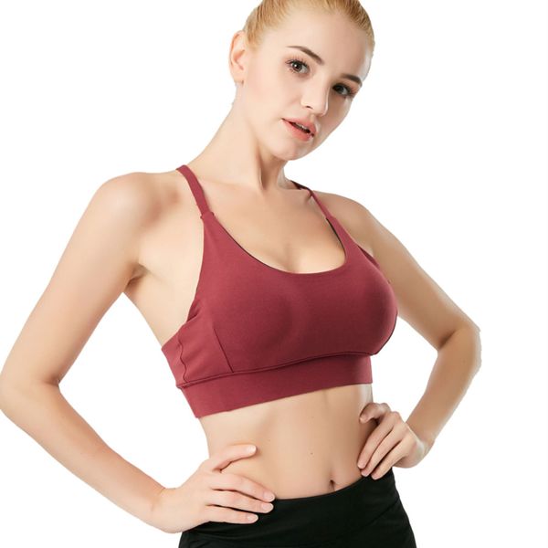 

yoga vest female cross thin shoulder strap quick dry underwear exercise fitness shockproof yoga underwear red, Black;white