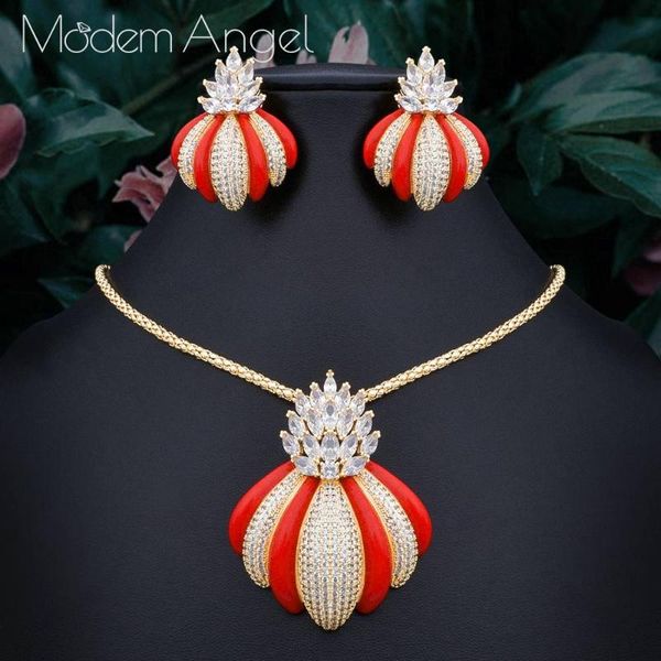 

modemangel new luxury exclusive circle necklace earring sets for women wedding bridal cubic zircon dubai high end jewelry set, Silver