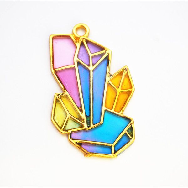 

pointed crystal shard open bezel assortment quartz shard deco frame for uv resin filling resin jewellery making (5 pcs / gold