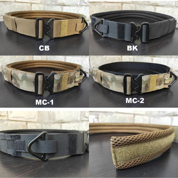 

waist support mens tactical belt nylon training molle double layer waistband, Black;gray