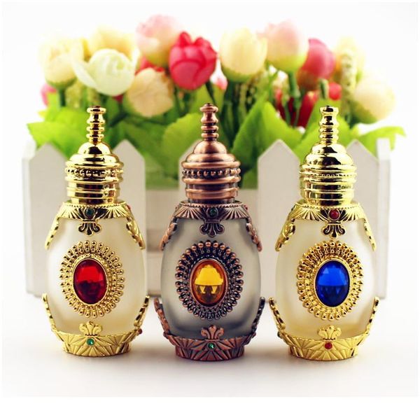 

15ml antiqued metal froste glass perfume bottle arab style essential oils bottle with glass dropper middle eas jllsiz