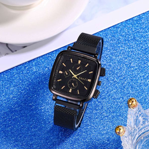 

new women's watch square three amadi eyelid strap fashion casual atmosphere watch student trend women watch trend, Slivery;brown