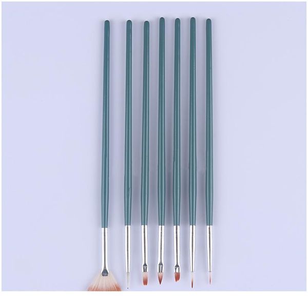 

7pcs/set nail art brush pen dotting painting drawing fan line builder design polish gel uv tips decoration tool sqcfun