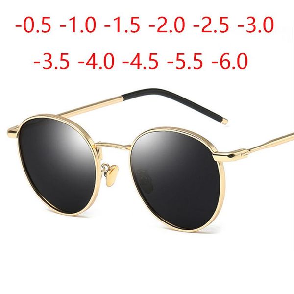 

sunglasses metal round women polarized polycarbonate lens driving nearsighted prescription 0 -0.5 -0.75 -1.0 to -5.0, White;black