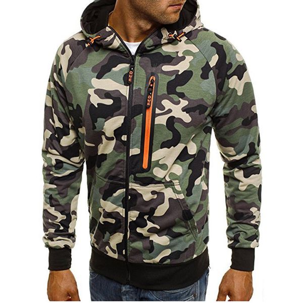 

sweatshirts men's casual camouflage zipper sweatshirt sports pullover autumn winter mens hoodies sweatshirts sep21, Black