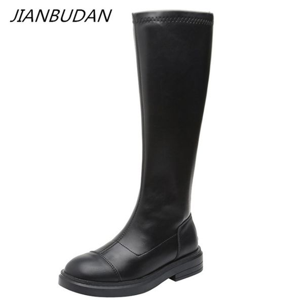 

jianbudan knee-high women restore comfort stretch laarzen new winter pluche microfiber learn waterproof women's boots, Black