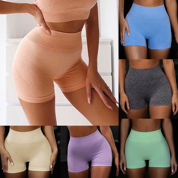 

2020 new sports yoga suit shorts solid tight 6 colors, White;black
