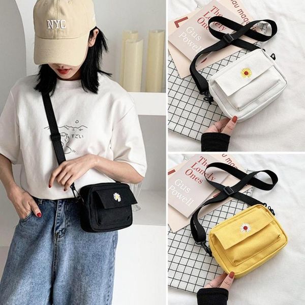 

fashion handbag casual women mini cloth bucket pouch daisy solid canvas waist bag girls cloth bucket pouch shoulder bag